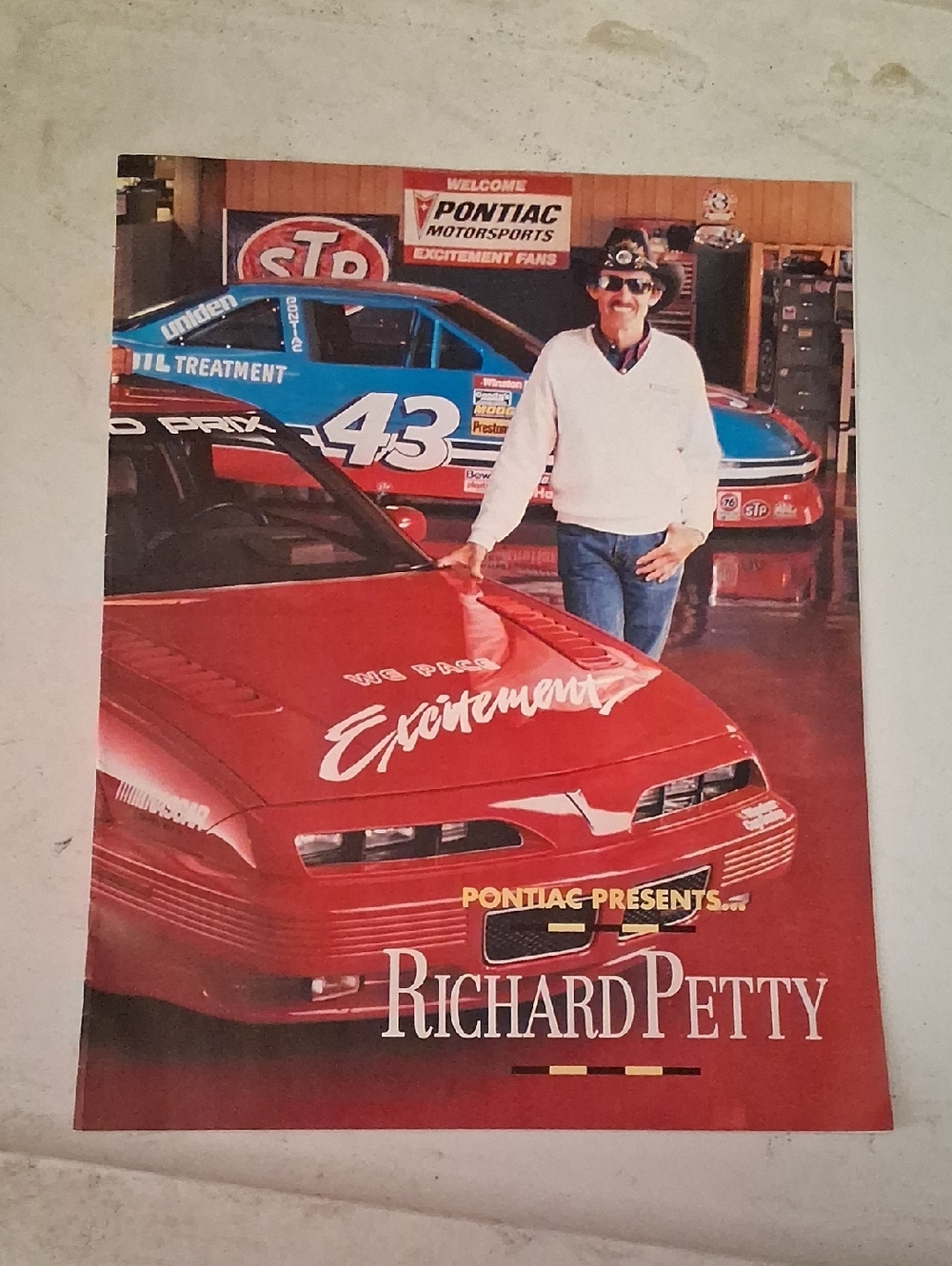 Nascar Richard Petty Poster with Red and Blue Cars